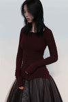 Marc Le Bihan Silk Shrink Classic Long Sleeve Base Top 26900 Series French Handmade MLB-26900-JIUHONG Burgundy